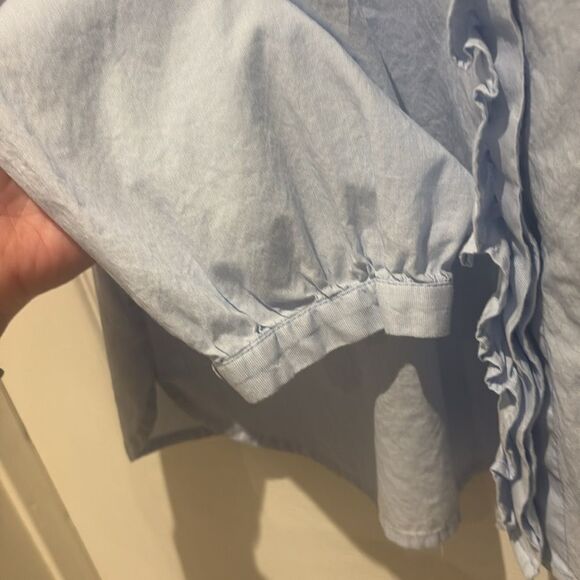 LOFT Sky Blue Ruffle Collar top SZ Xlarge - Picture 9 of 11